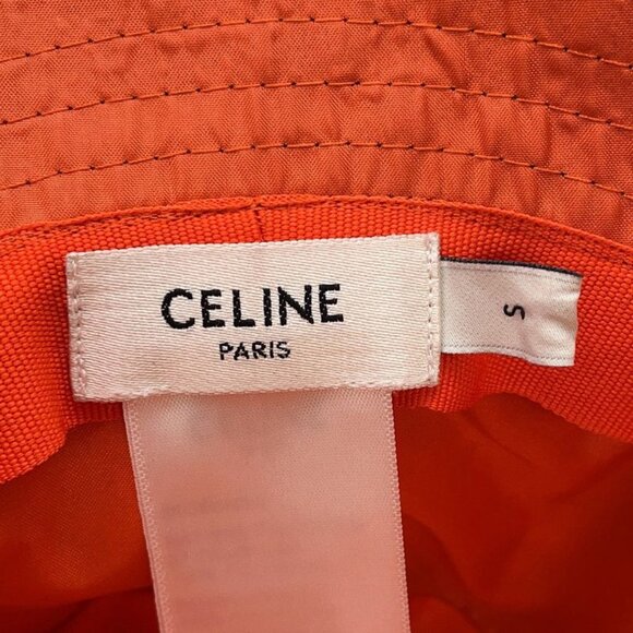 Celine Hat Quilted Logo Nylon S Hat Black Black Orange main image 8
